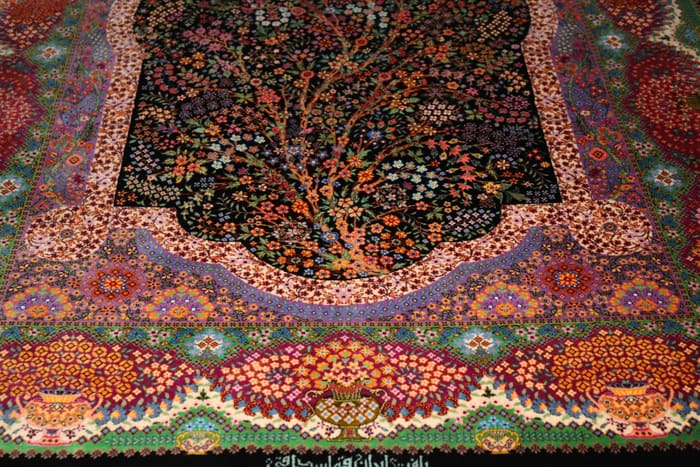 エスハギ工房 繁栄の生命の樹 黒×グリーン 101×151cm (ID18013)