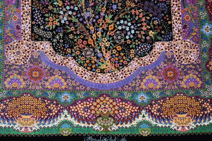 エスハギ工房 繁栄の生命の樹 黒×グリーン 101×151cm (ID18013)