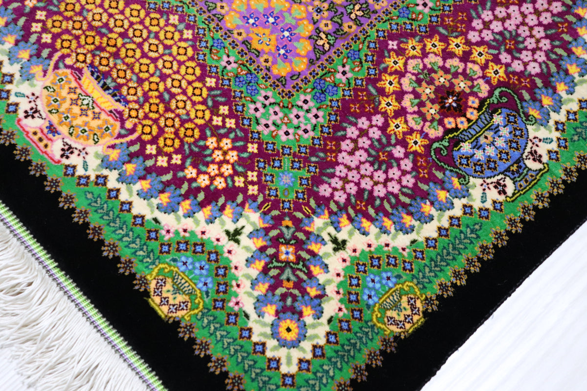 エスハギ工房 繁栄の生命の樹 黒×グリーン 101×151cm (ID18013)