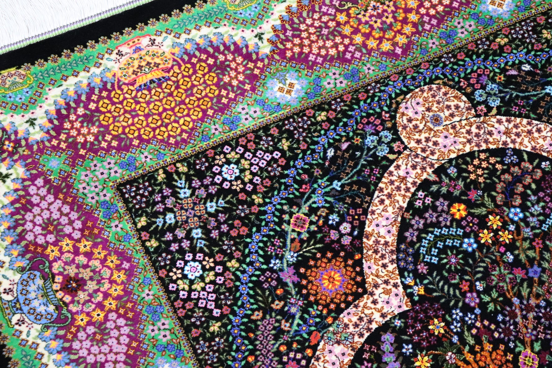 エスハギ工房 繁栄の生命の樹 黒×グリーン 101×151cm (ID18013)