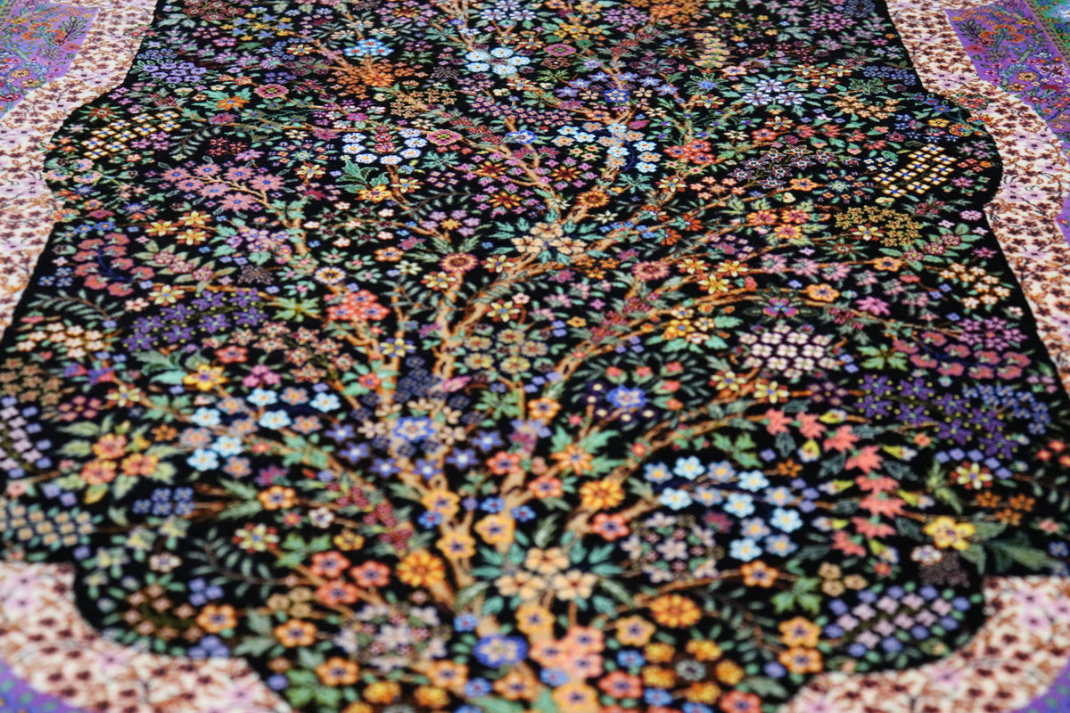 エスハギ工房 繁栄の生命の樹 黒×グリーン 101×151cm (ID18013)