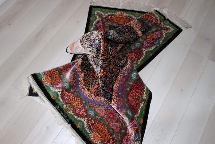 エスハギ工房 繁栄の生命の樹 黒×グリーン 101×151cm (ID18013)