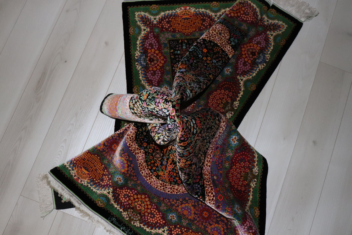 エスハギ工房 繁栄の生命の樹 黒×グリーン 101×151cm (ID18013)