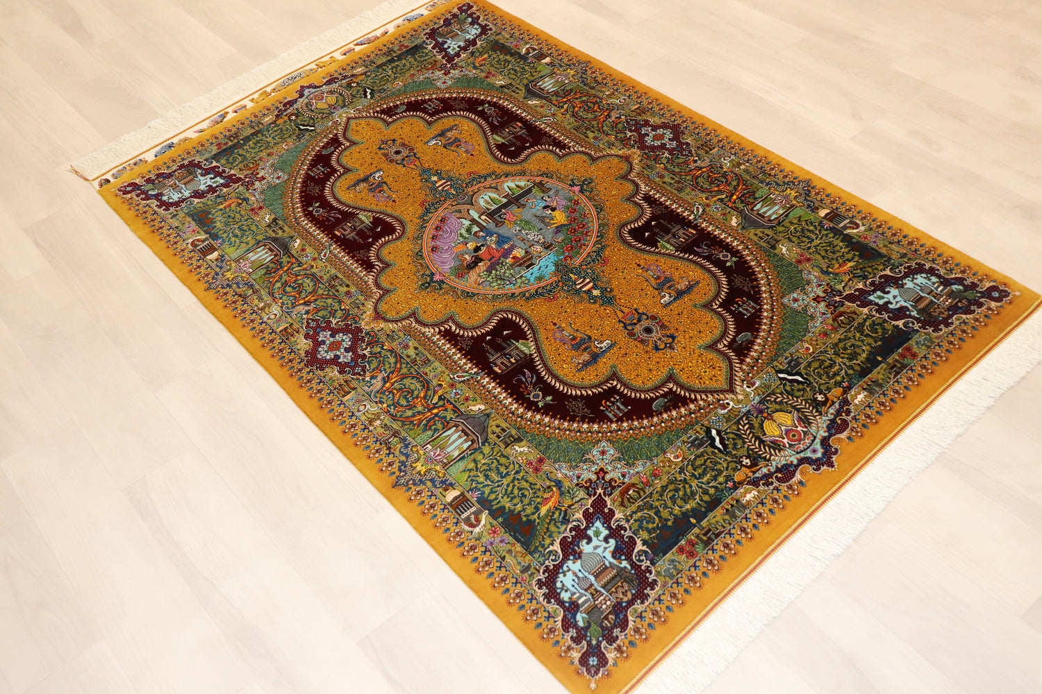 悠久の時を超える、古代ペルシャの栄華 名門【マスウード・ジャムシディ】が蘇らせた歴史絵巻　クム産シルク ID25034