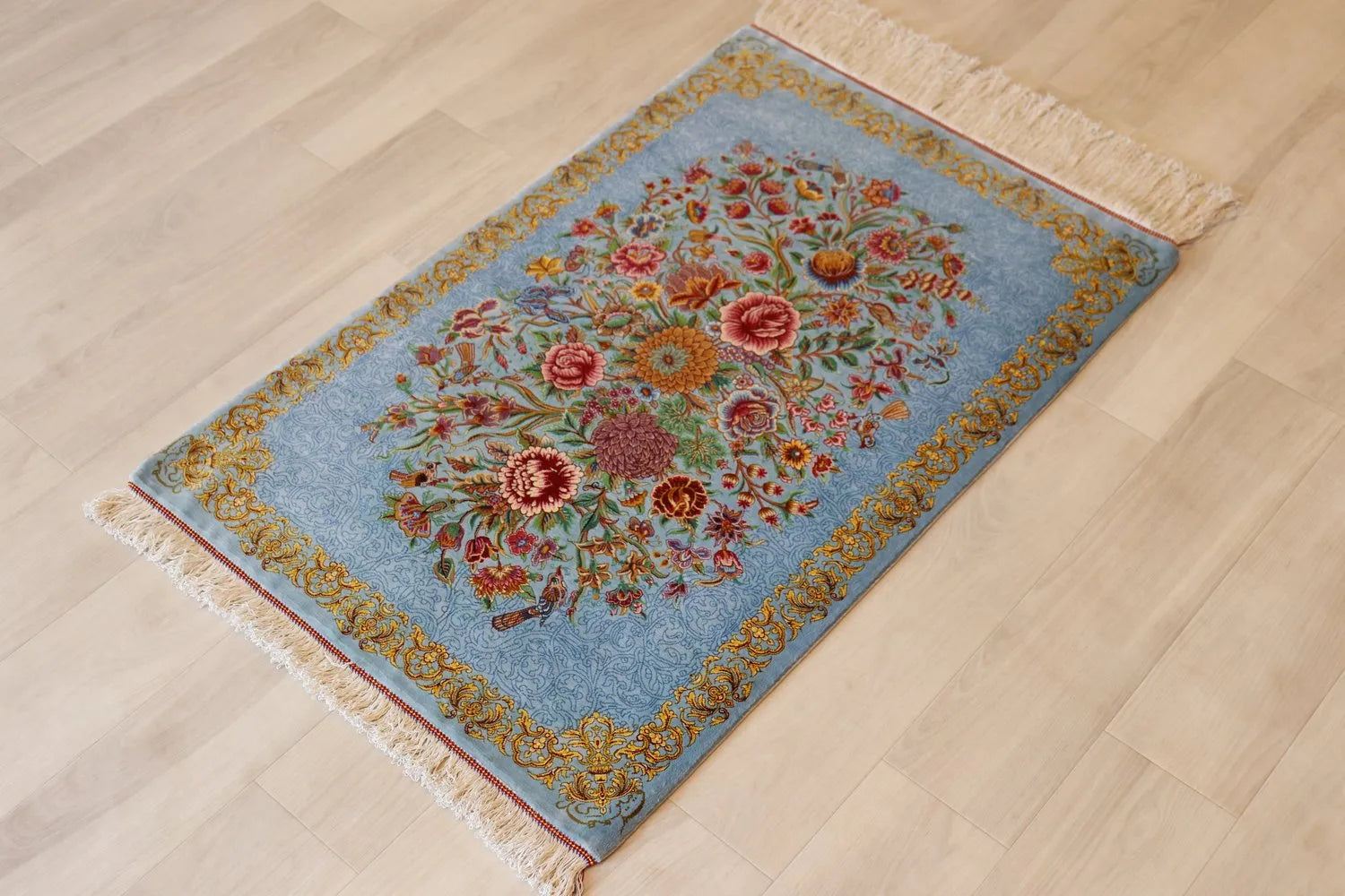 Persian carpet, 100% silk from Qom, Mirmehidi workshop