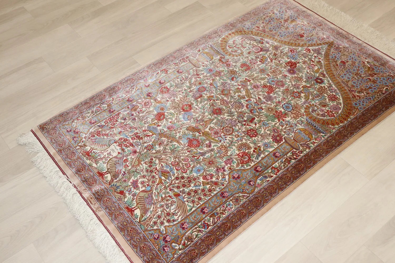 Persian carpet, 100% silk from Qom, Mirmehidi workshop