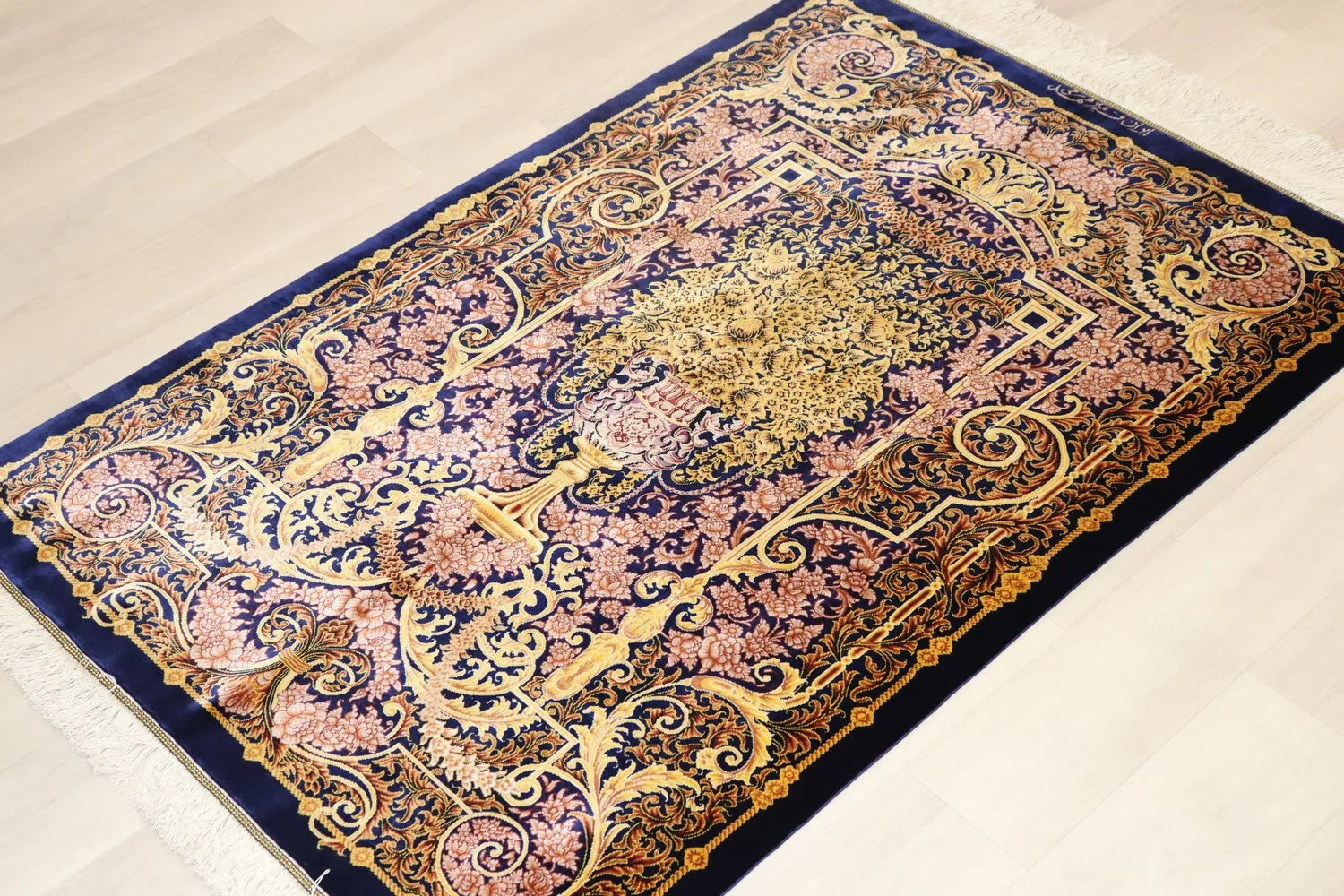 Persian carpet, 100% silk from Qom, Mirmehidi workshop
