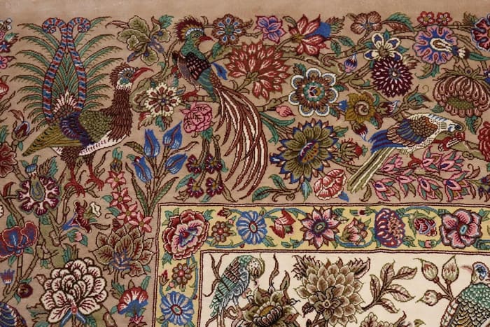 ペルシャ絨毯 クム シルク100% ミルメヒディ工房 生命の樹 142×226cm 画像12 ID22002