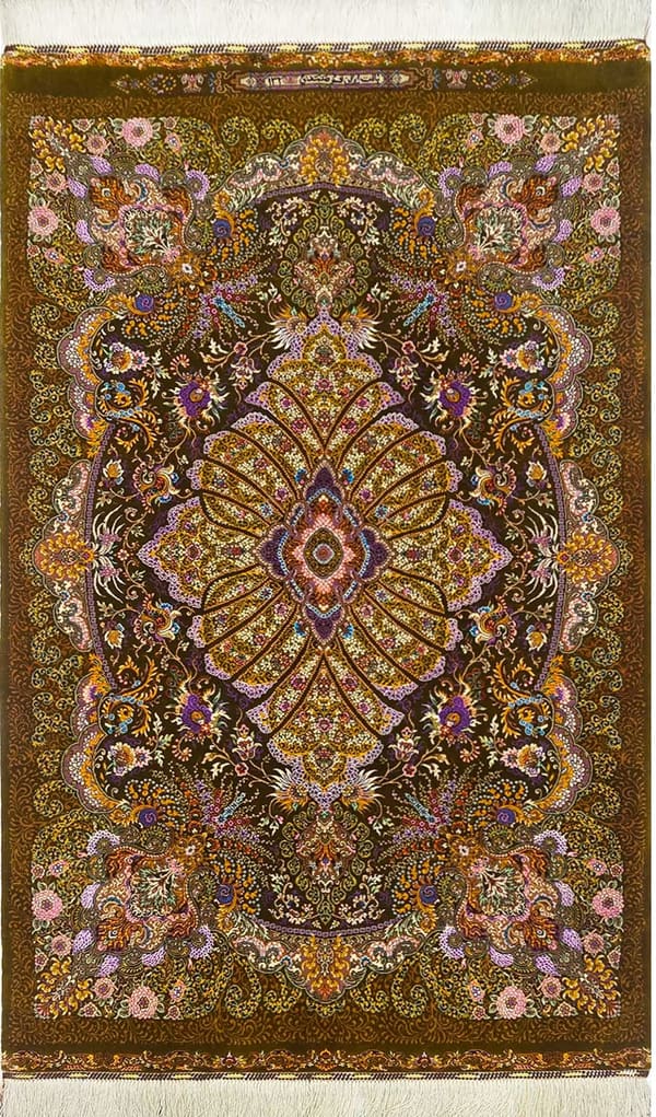 サマディ工房 メダリオン(ラチャク・トランジ)オリーブ 103×167cm (ID25005)