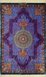 【ビギ工房】クム産シルク 122×77cm 紫の小宇宙「Modern Medallion」ID25012 2
