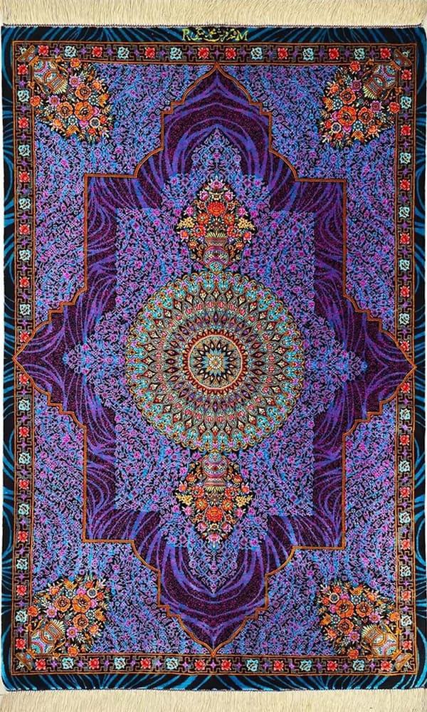 ビギ工房 紫の小宇宙 モダンメダリオン 77×122cm (ID25012)