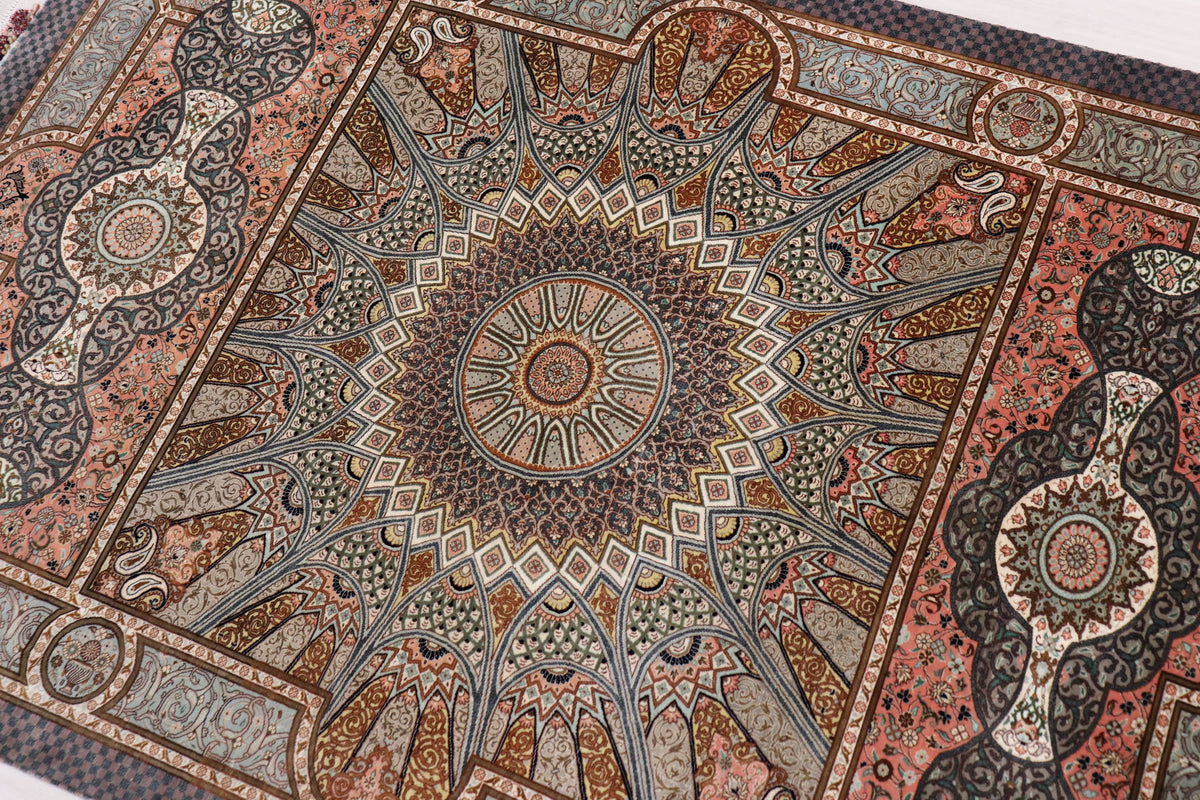 絶密度・草木染【ジャムシディ工房】クム産シルク 「Dome/天空の建築」ID24003