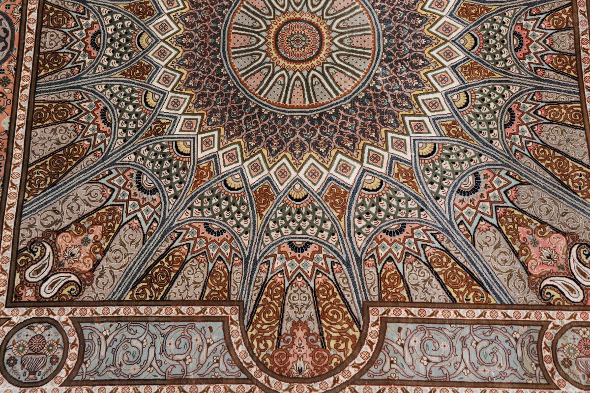 絶密度・草木染【ジャムシディ工房】クム産シルク 「Dome/天空の建築」ID24003