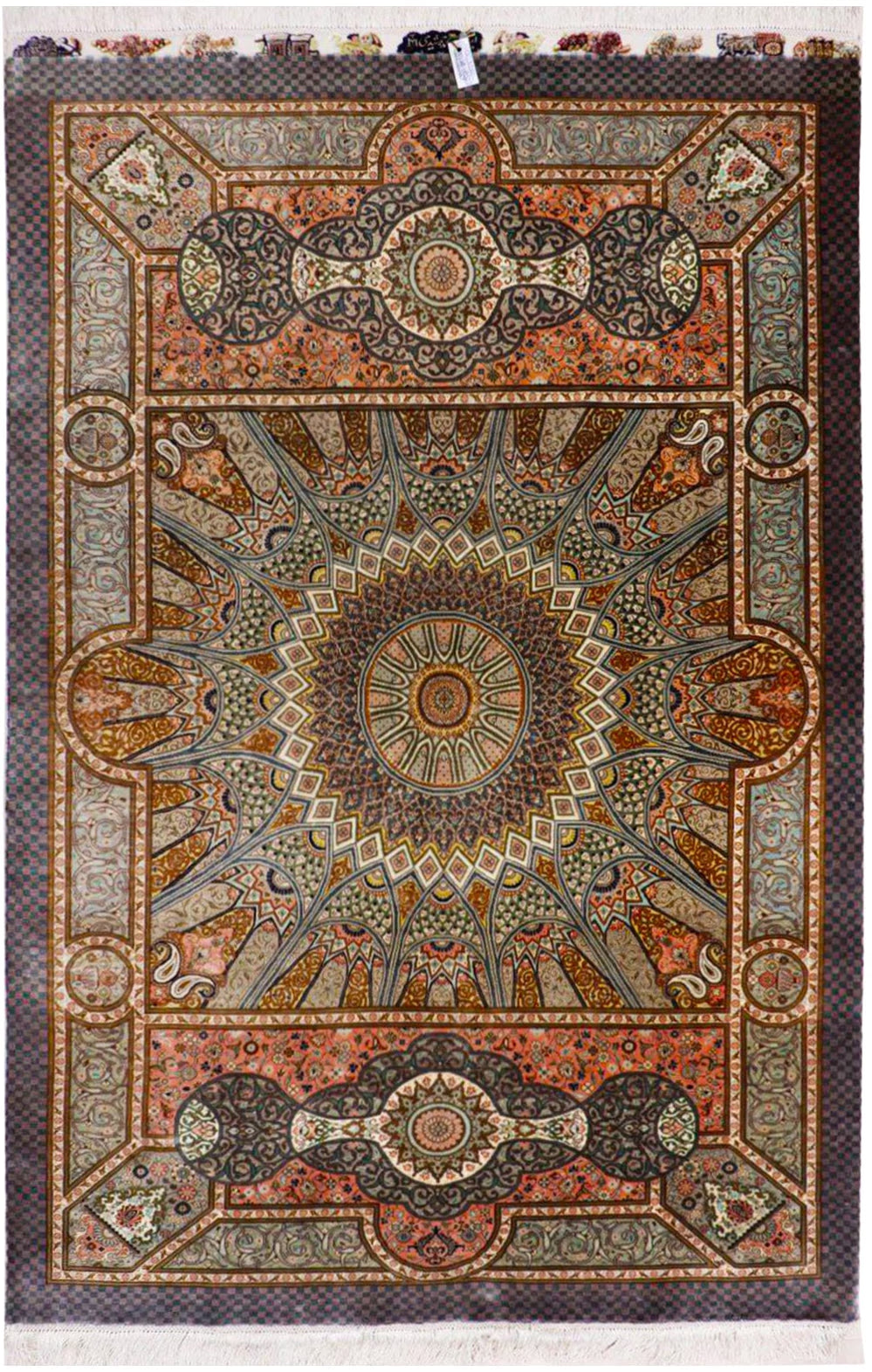 絶密度・草木染【ジャムシディ工房】クム産シルク 「Dome/天空の建築」ID24003