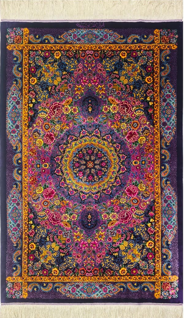 プルジャハン工房 極彩色の花園(ゴルファラン)紫 79×121cm (ID25017)