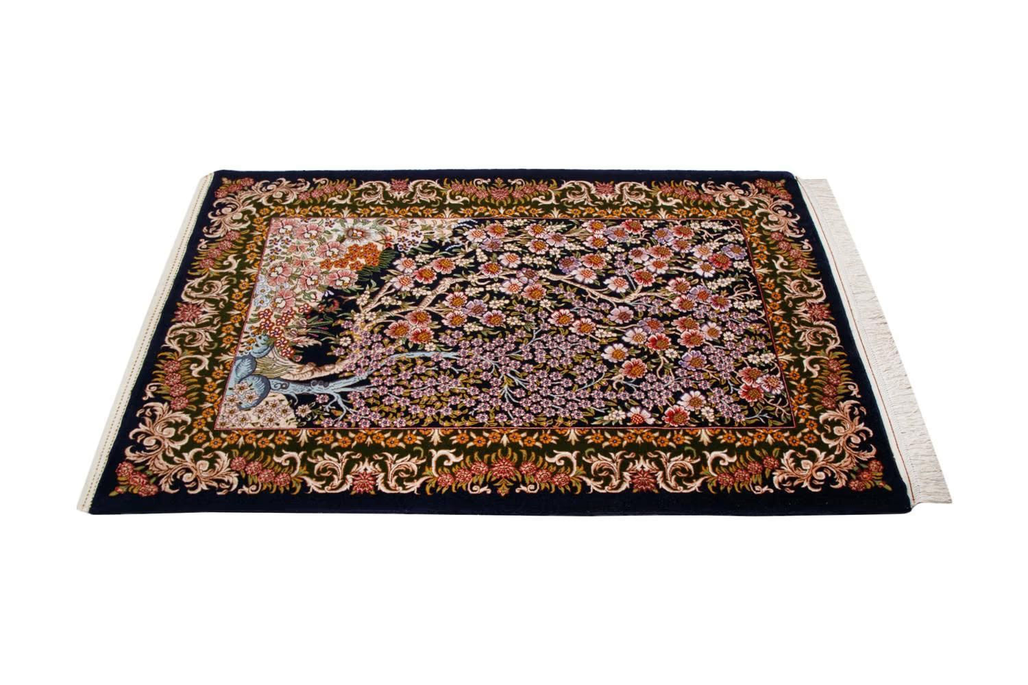 新品 ペルシャ絨毯 クム産 シルク100% 生命の樹100×150 ペルシャ絨毯 クム産 シルク100% [ミルメヒディ工房] 至高の逸品 生命