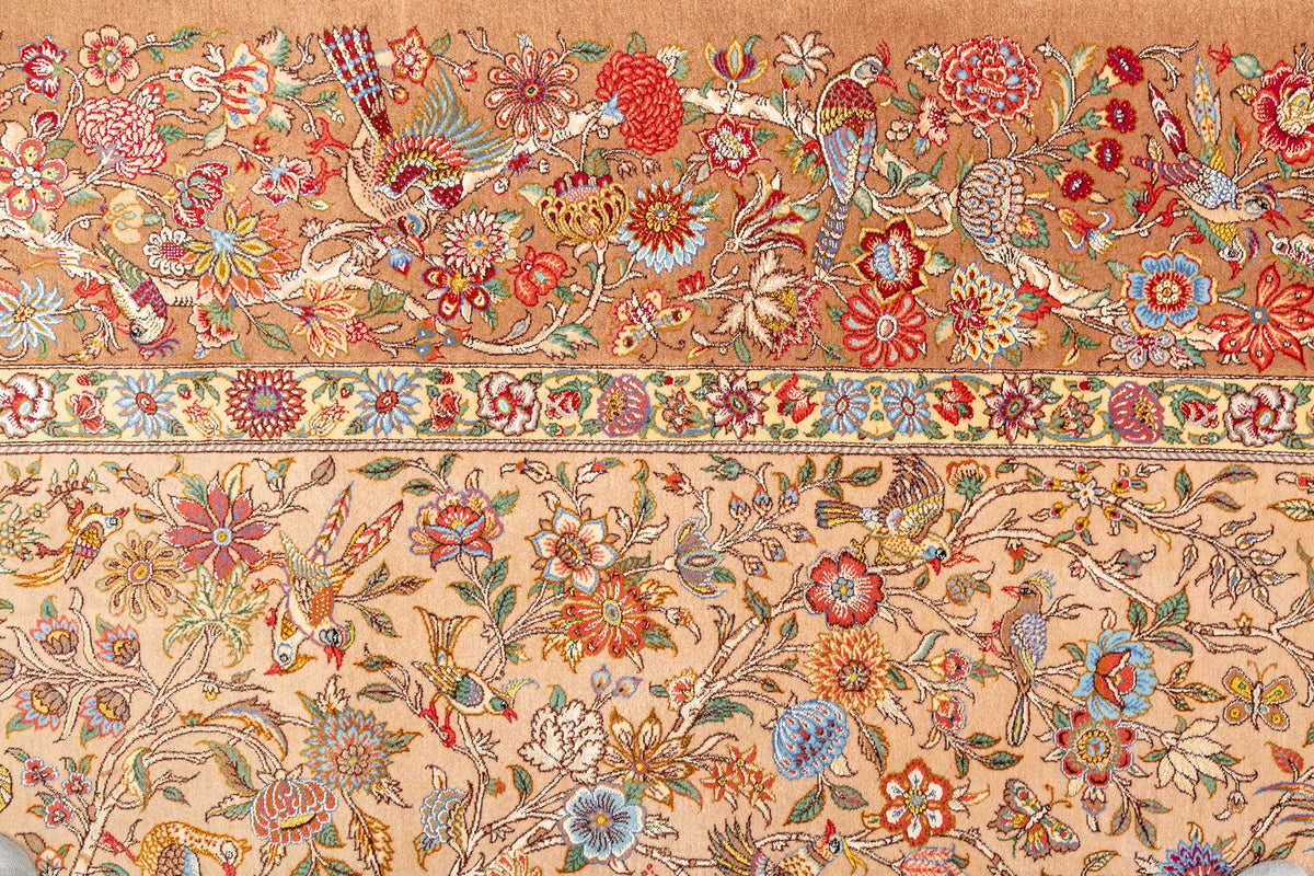 ペルシャ絨毯 クム産 シルク100% Mirmahdi/ミルメヒディ工房 ID:12002 リビングスペースサイズ - ペルシャ絨毯専門店(ゴレスタン)