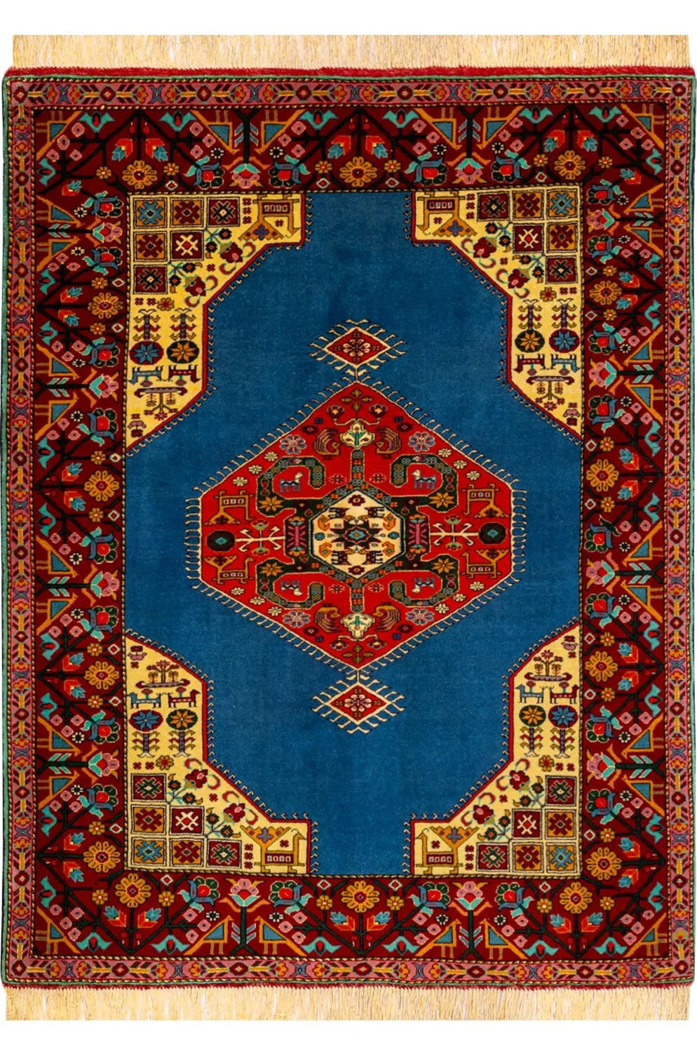 業界最安値 ペルシャ絨毯 手織り ウール&シルク ホラーサン産 大サイズ ID23019