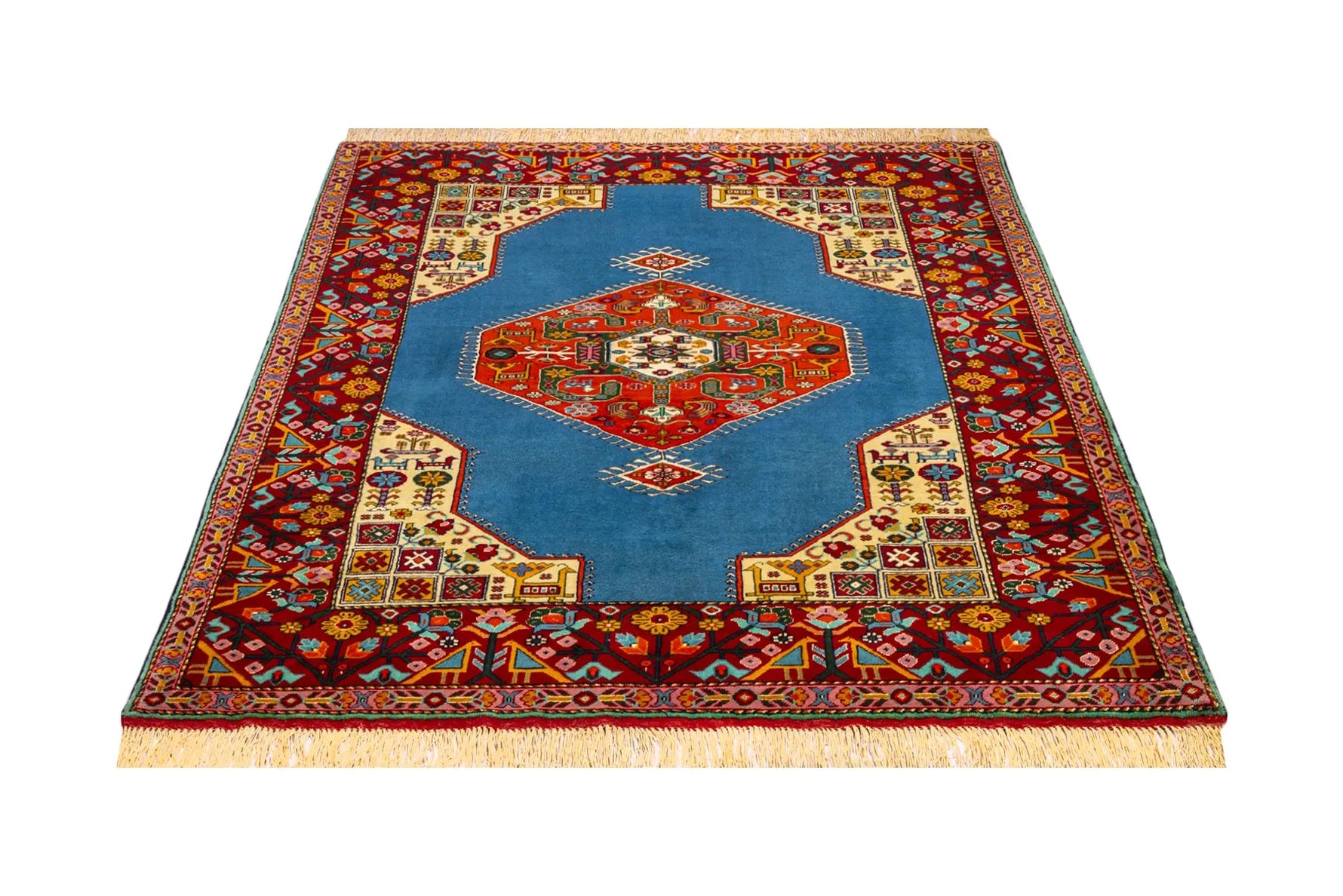 業界最安値 ペルシャ絨毯 手織り ウール&シルク ホラーサン産 大サイズ ID23019