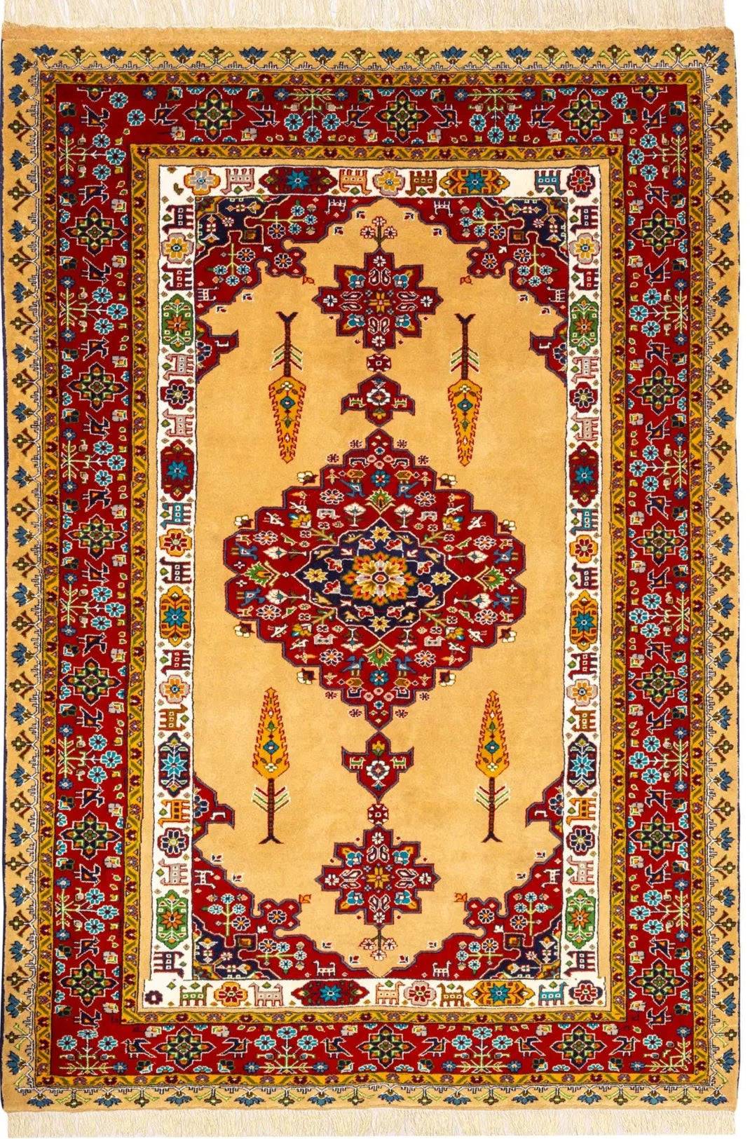 業界最安値 ペルシャ絨毯 手織り ウール&シルク ホラーサン産 大サイズ ID23021