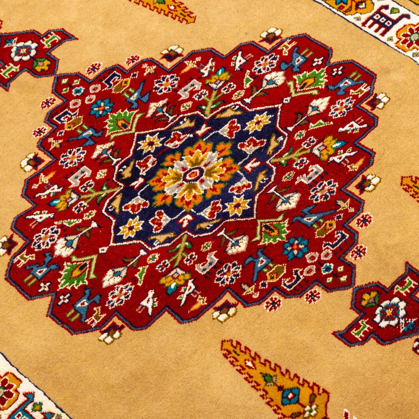 業界最安値 ペルシャ絨毯 手織り ウール&シルク ホラーサン産 大サイズ ID23021