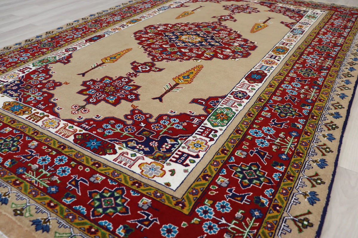 業界最安値 ペルシャ絨毯 手織り ウール&シルク ホラーサン産 大サイズ ID23021