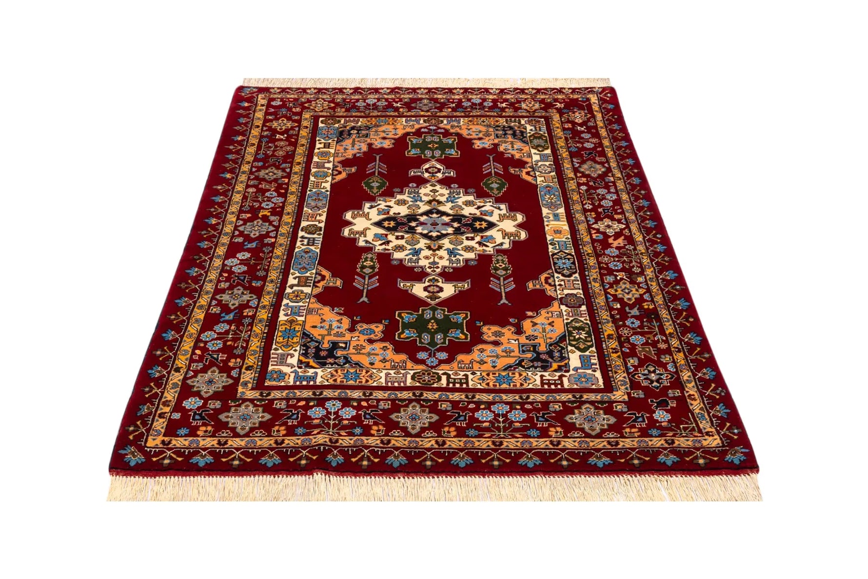 業界最安値 ペルシャ絨毯 手織り ウール&シルク ホラーサン産 大サイズ ID23022