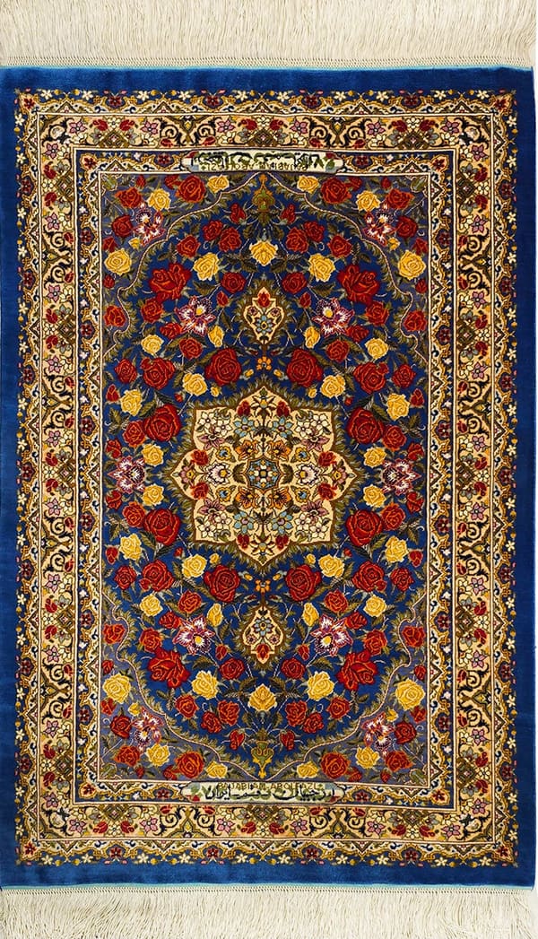 ラジャビアン工房 薔薇の楽園 鮮青 57×86cm (ID25028)
