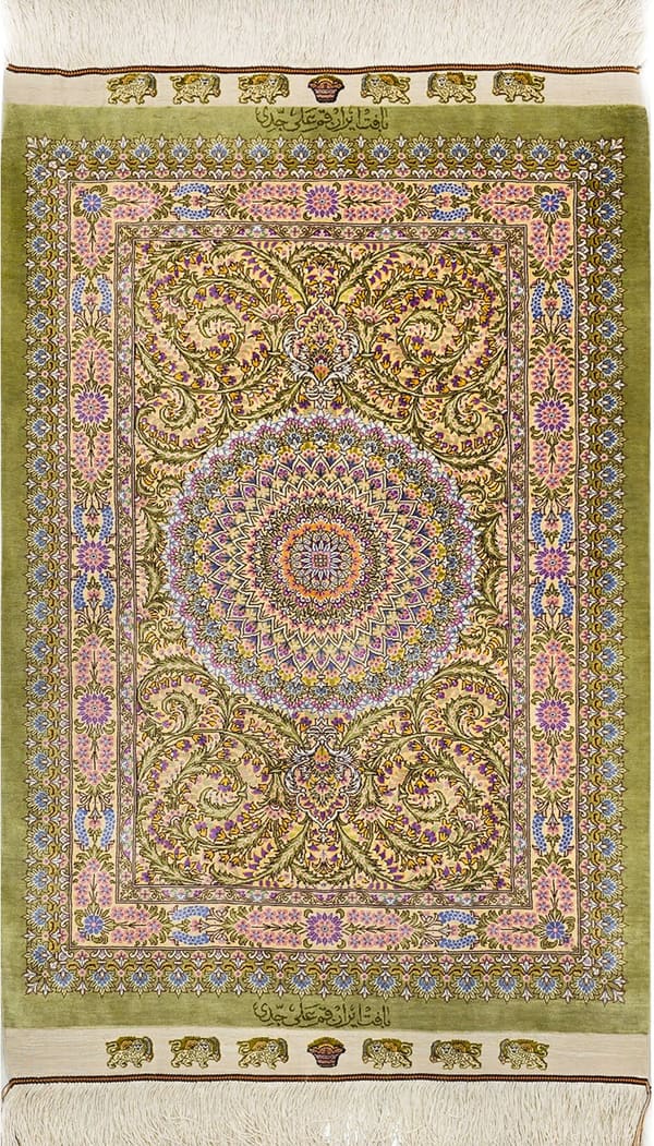 アリ・ジェッディ工房 至福の広大メダリオン ゴールデンクリーム 66×95cm (ID25029)