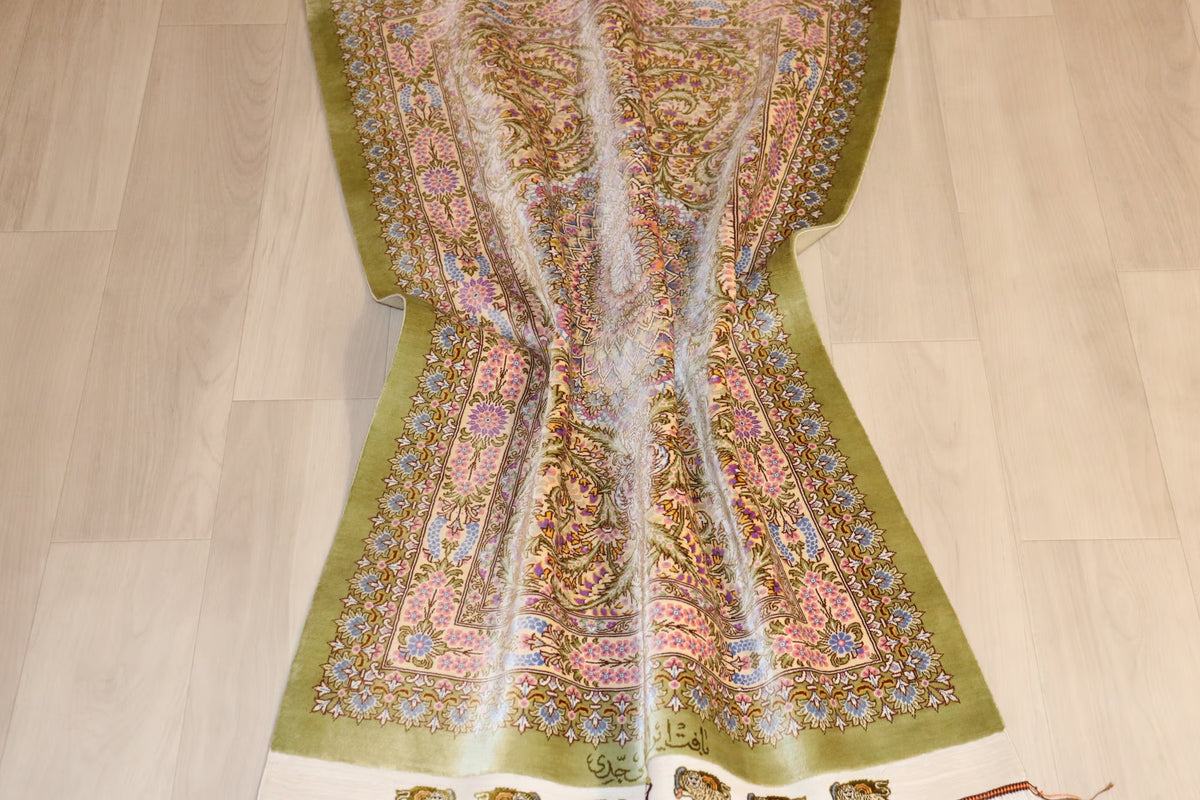 【ジェッディ工房】黄金の光を纏う、至福のグリーンクリームカラー 空間を優しく照らす一枚 ID25029