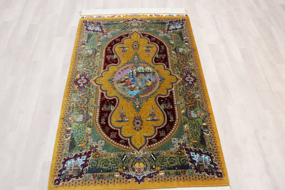 悠久の時を超える、古代ペルシャの栄華 名門【マスウード・ジャムシディ】が蘇らせた歴史絵巻　クム産シルク ID25034