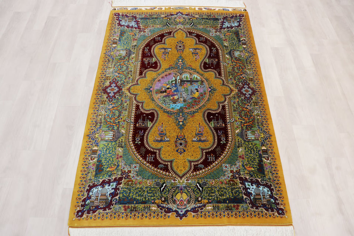 悠久の時を超える、古代ペルシャの栄華 名門【マスウード・ジャムシディ】が蘇らせた歴史絵巻　クム産シルク ID25034