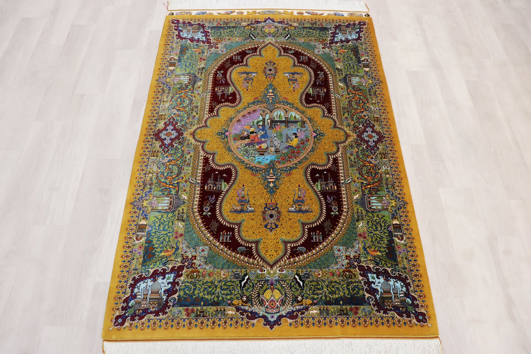 悠久の時を超える、古代ペルシャの栄華 名門【マスウード・ジャムシディ】が蘇らせた歴史絵巻　クム産シルク ID25034