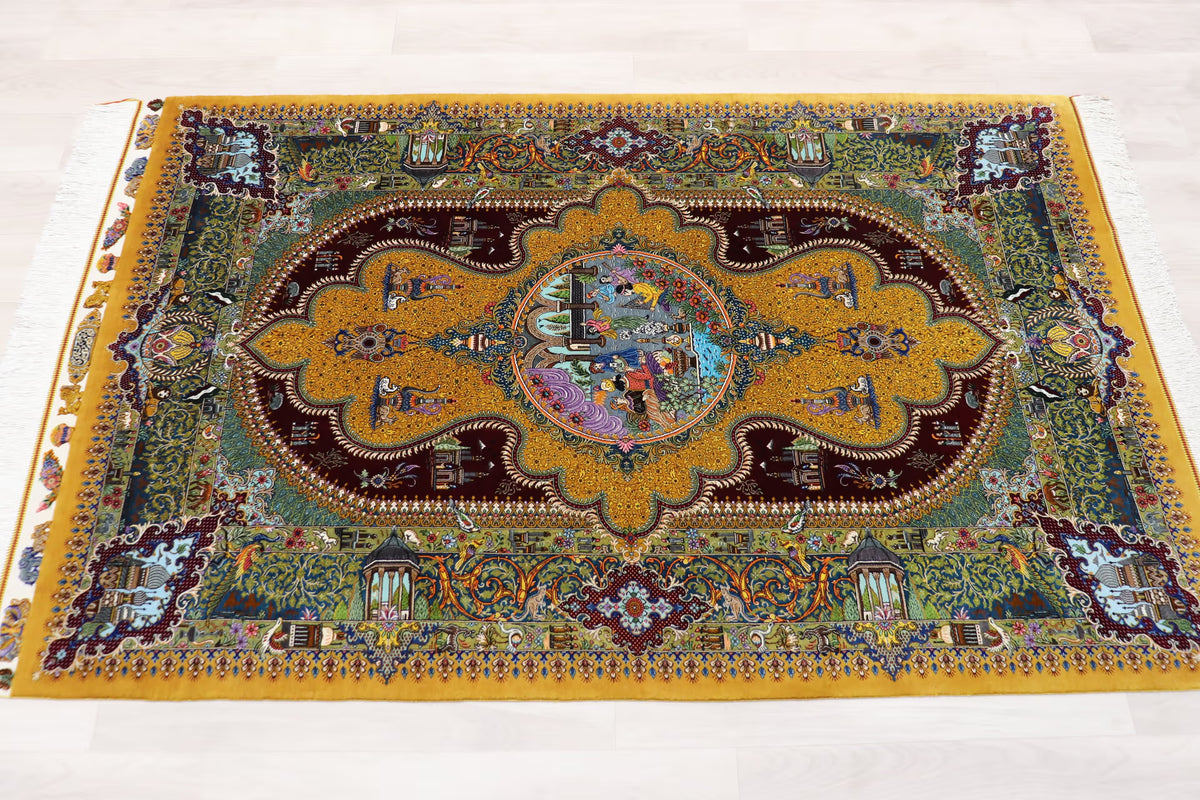 悠久の時を超える、古代ペルシャの栄華 名門【マスウード・ジャムシディ】が蘇らせた歴史絵巻　クム産シルク ID25034