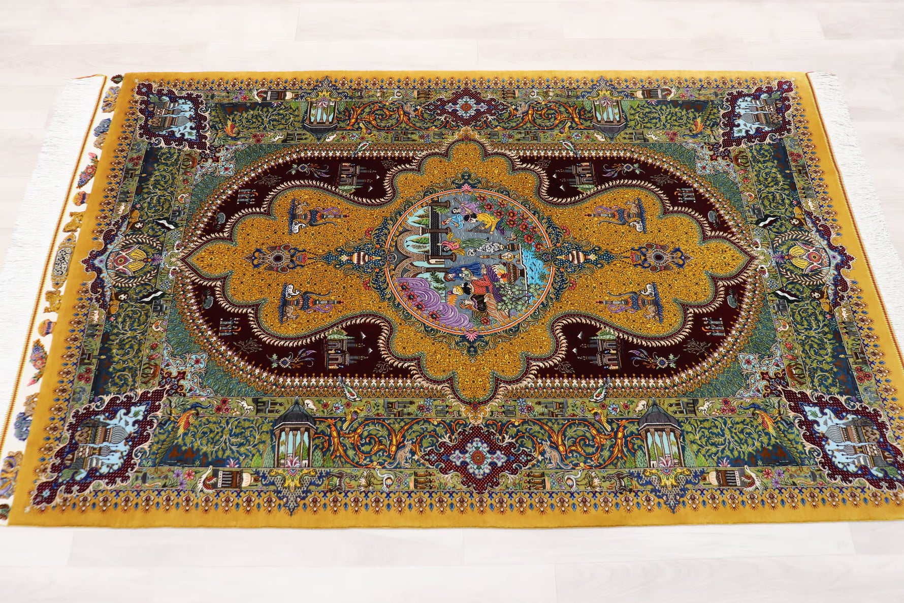 悠久の時を超える、古代ペルシャの栄華 名門【マスウード・ジャムシディ】が蘇らせた歴史絵巻　クム産シルク ID25034