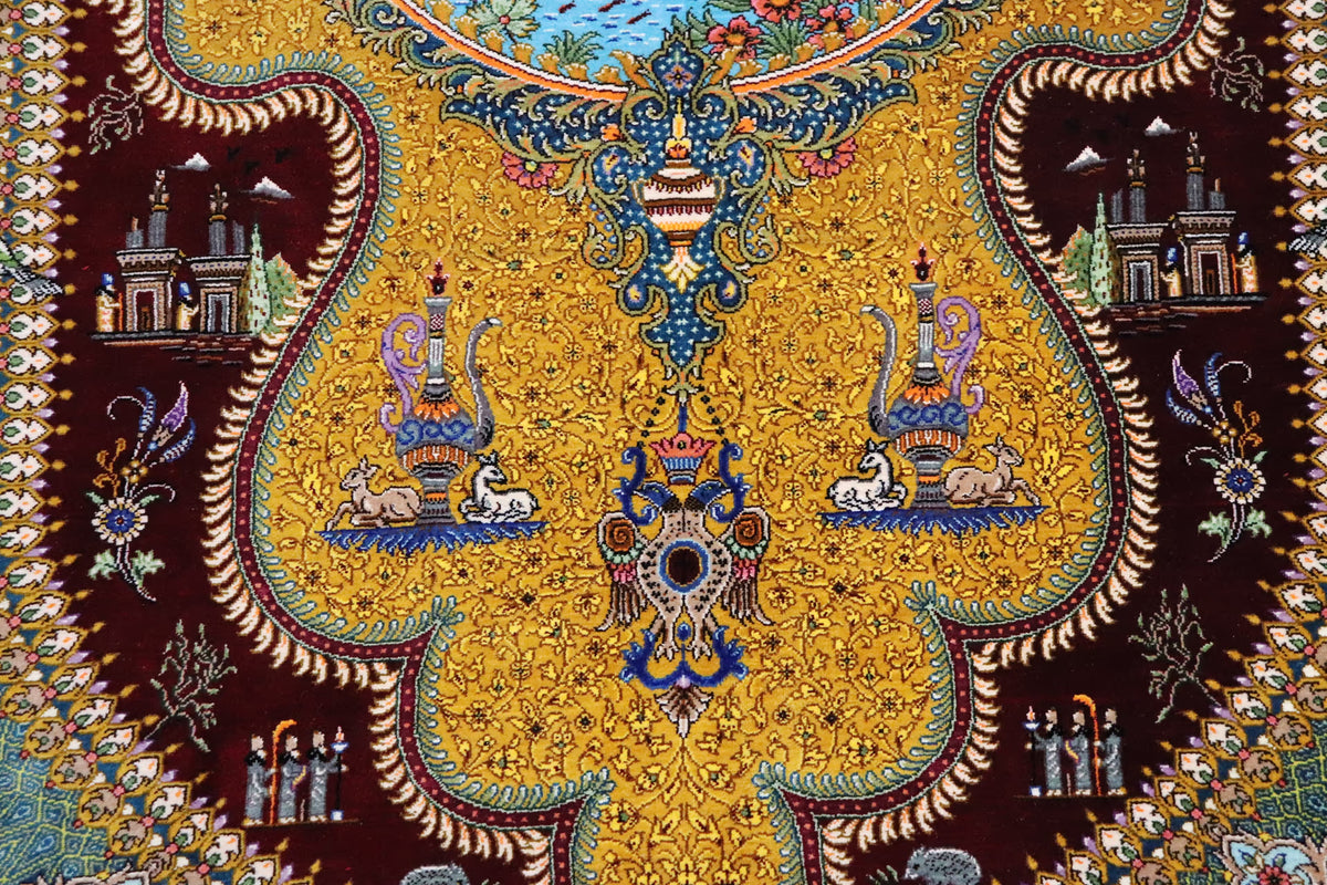 悠久の時を超える、古代ペルシャの栄華 名門【マスウード・ジャムシディ】が蘇らせた歴史絵巻　クム産シルク ID25034