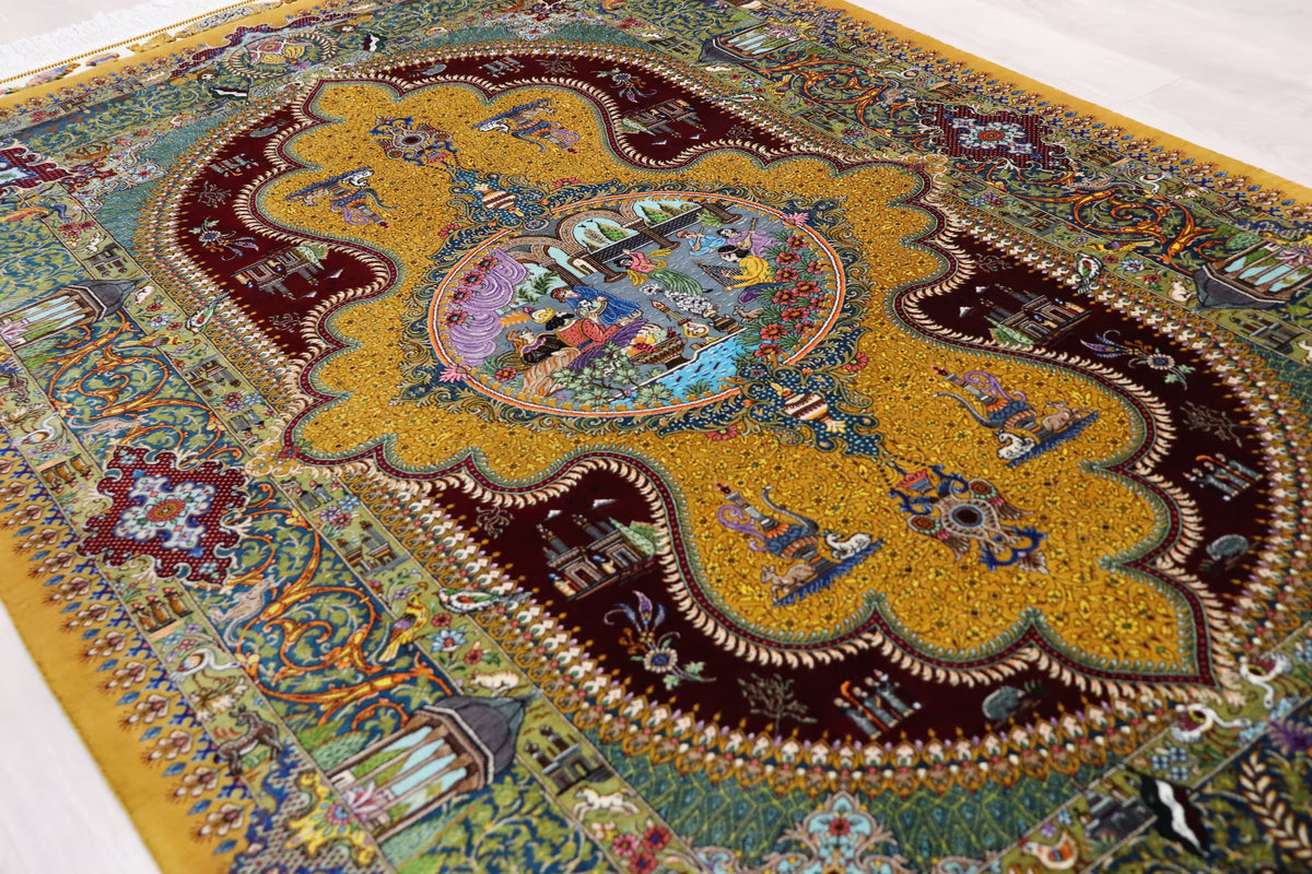 悠久の時を超える、古代ペルシャの栄華 名門【マスウード・ジャムシディ】が蘇らせた歴史絵巻　クム産シルク ID25034