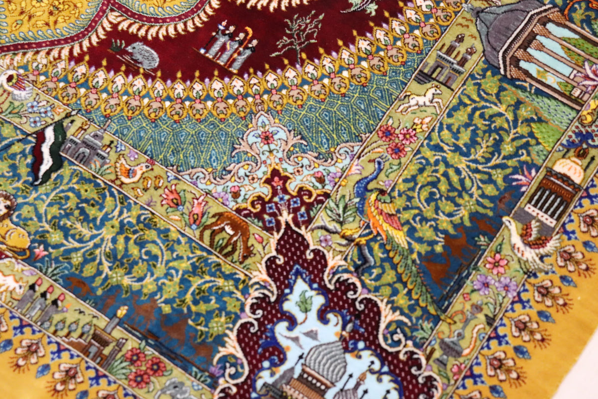 悠久の時を超える、古代ペルシャの栄華 名門【マスウード・ジャムシディ】が蘇らせた歴史絵巻　クム産シルク ID25034