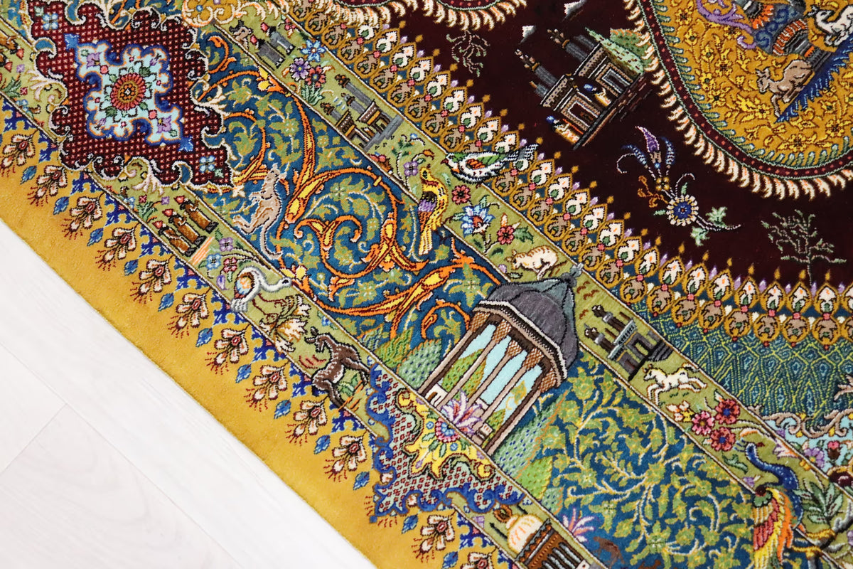 悠久の時を超える、古代ペルシャの栄華 名門【マスウード・ジャムシディ】が蘇らせた歴史絵巻　クム産シルク ID25034