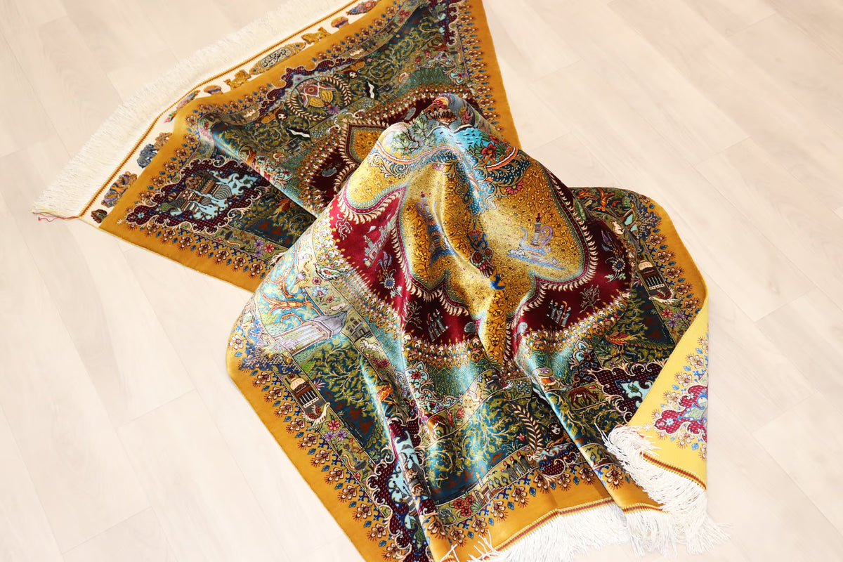 悠久の時を超える、古代ペルシャの栄華 名門【マスウード・ジャムシディ】が蘇らせた歴史絵巻　クム産シルク ID25034