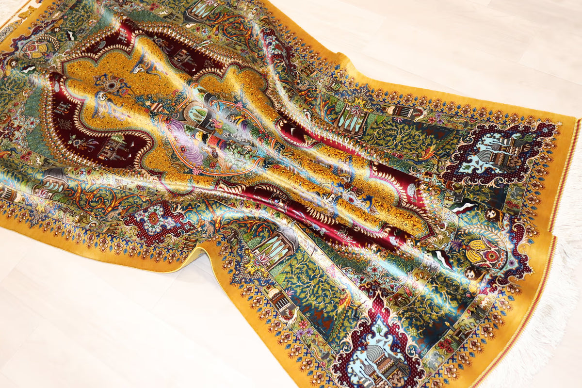 悠久の時を超える、古代ペルシャの栄華 名門【マスウード・ジャムシディ】が蘇らせた歴史絵巻　クム産シルク ID25034