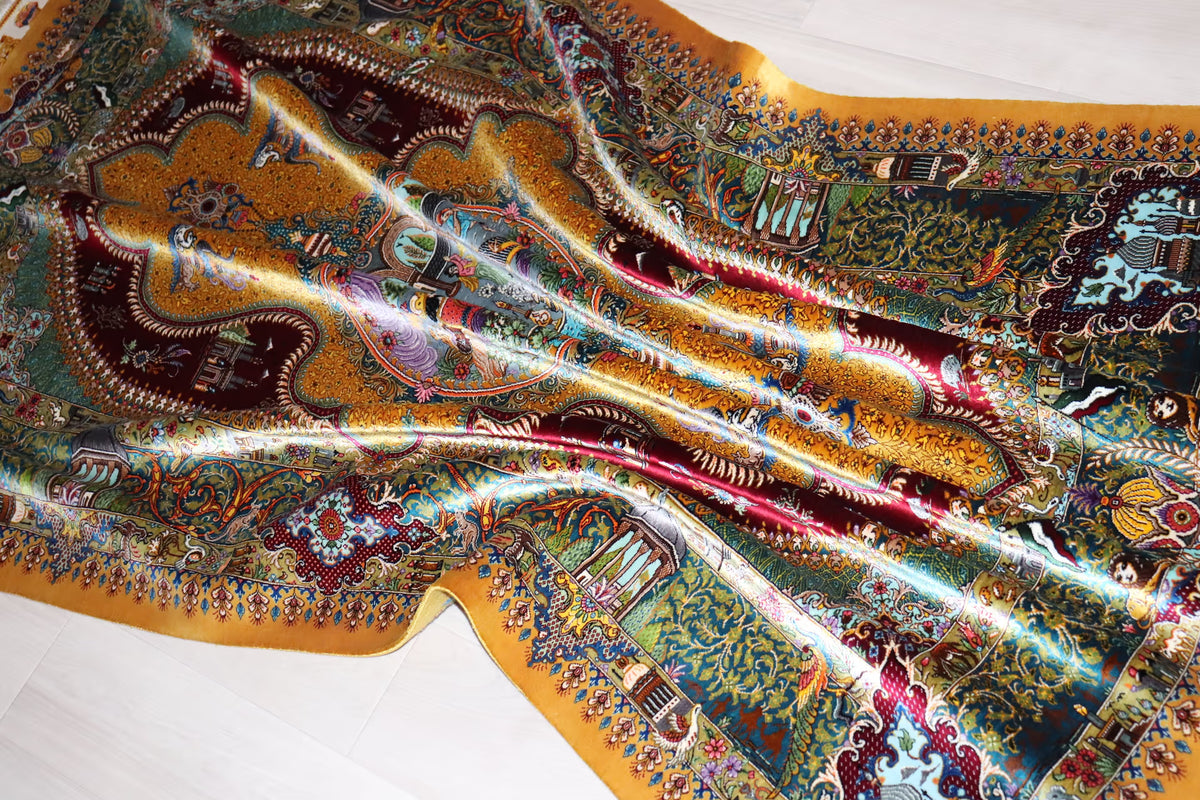 悠久の時を超える、古代ペルシャの栄華 名門【マスウード・ジャムシディ】が蘇らせた歴史絵巻　クム産シルク ID25034