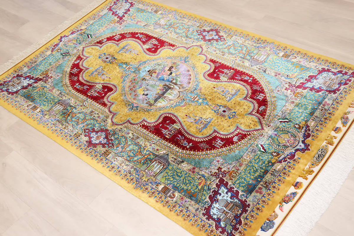 悠久の時を超える、古代ペルシャの栄華 名門【マスウード・ジャムシディ】が蘇らせた歴史絵巻　クム産シルク ID25034