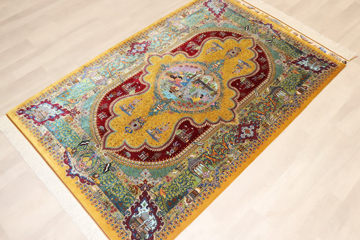 悠久の時を超える、古代ペルシャの栄華 名門【マスウード・ジャムシディ】が蘇らせた歴史絵巻　クム産シルク ID25034