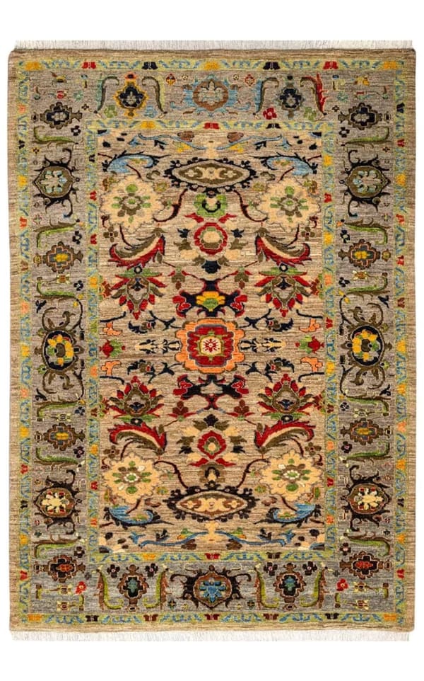 アラク・スルタンアバード産 手織りウール 全面花卉文様 147×205cm (No.18)