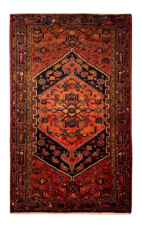 ザンジャン産 手織りウール 赤地メダリオン 146×240cm (No.20)