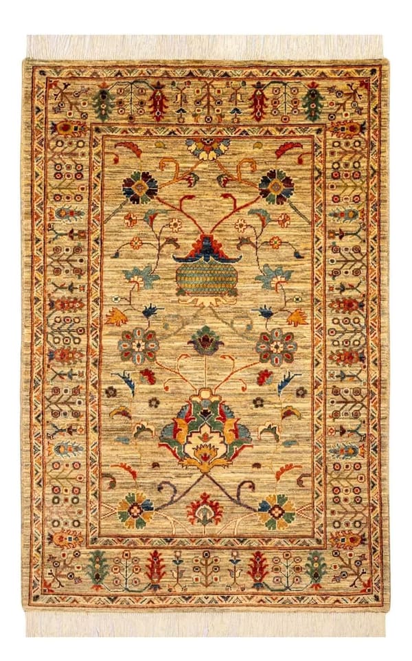 Afghan Hand-woven Wool Cream Medallion 120×180cm (No.43)
