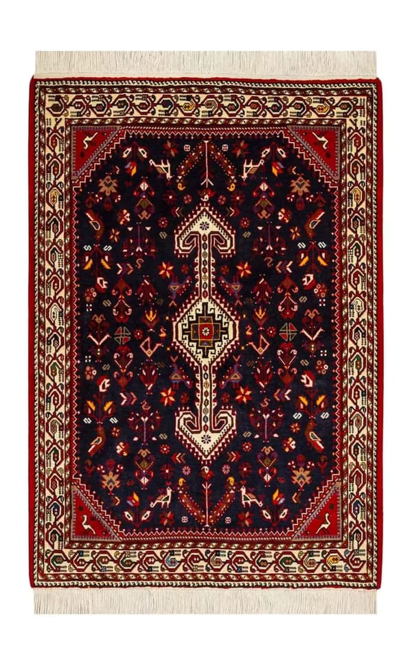 Abadeh Nomadic Handwoven Wool Navy Medallion 100x150cm (No. 47)