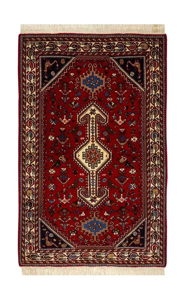 Abadeh Nomadic Handwoven Wool Red Medallion 100x150cm (No.51)