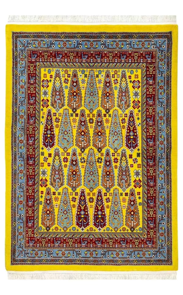 Nomadic Handwoven Wool Khorasan Rug with Boteh Design 135x224cm (No.71)